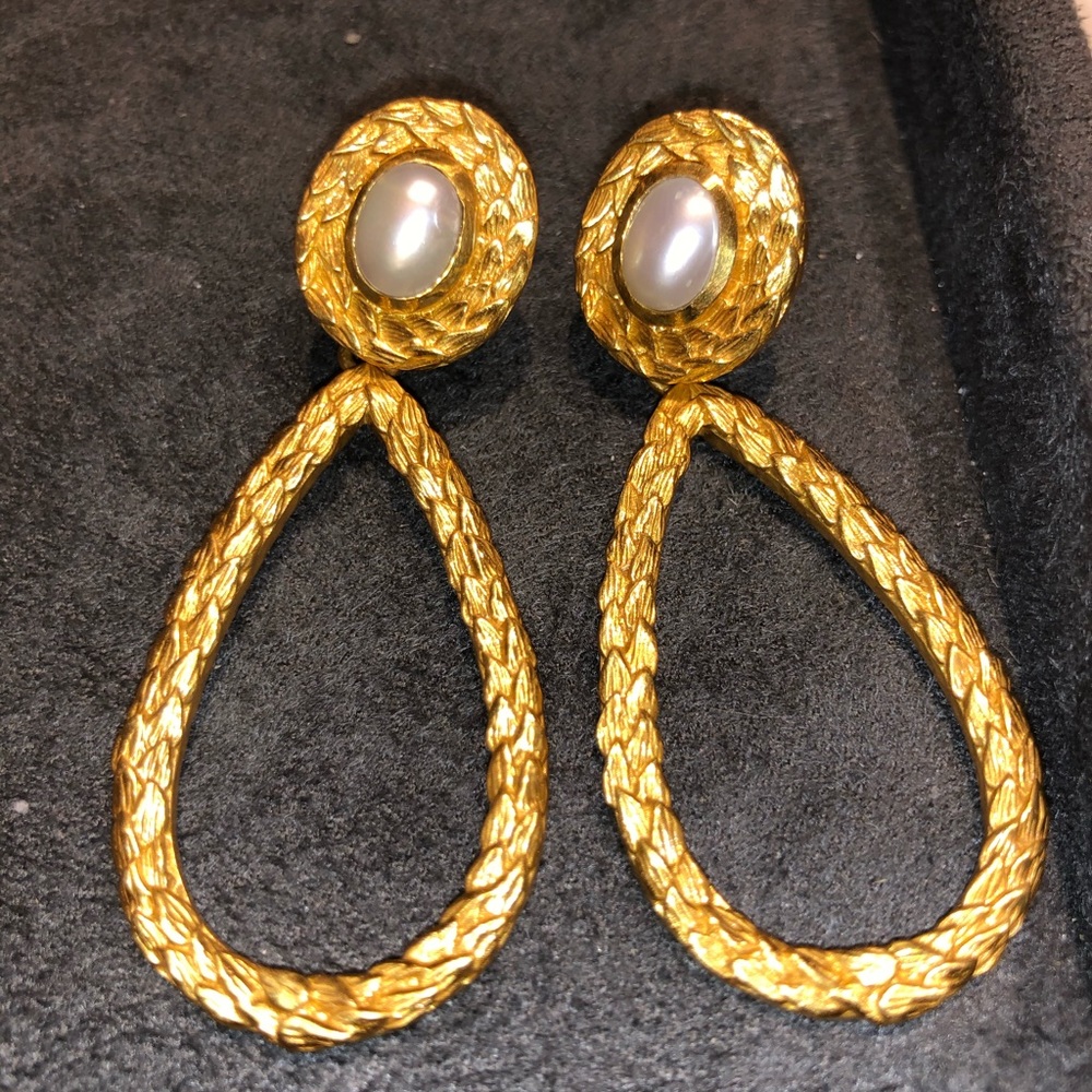 GOLD PLATED BRASS EARRINGS WITH PEARL NEW
